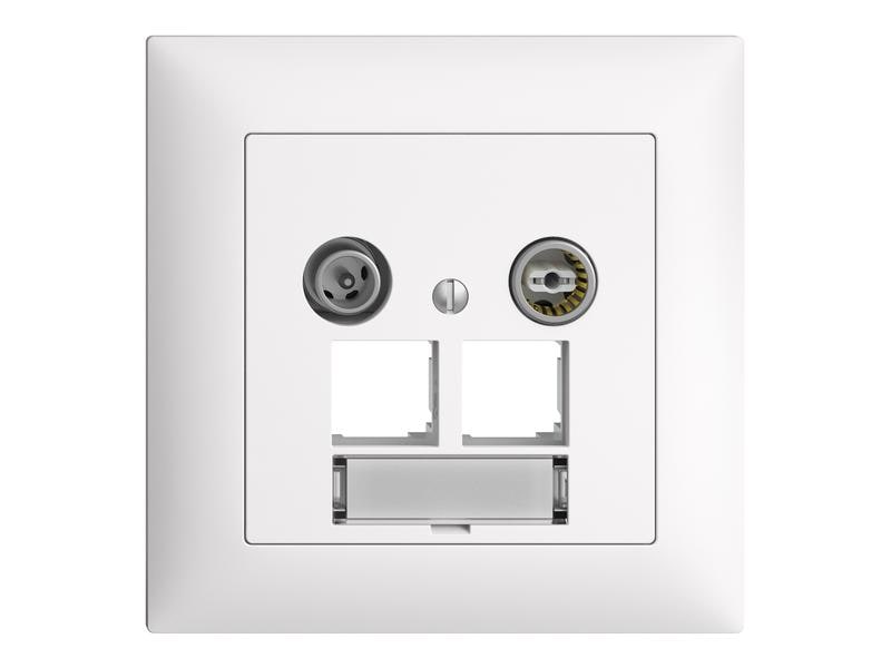 Feller EDIZIOdue Multimedia-Dose UP 2xRJ45 11dB EASYNET Komplettset
