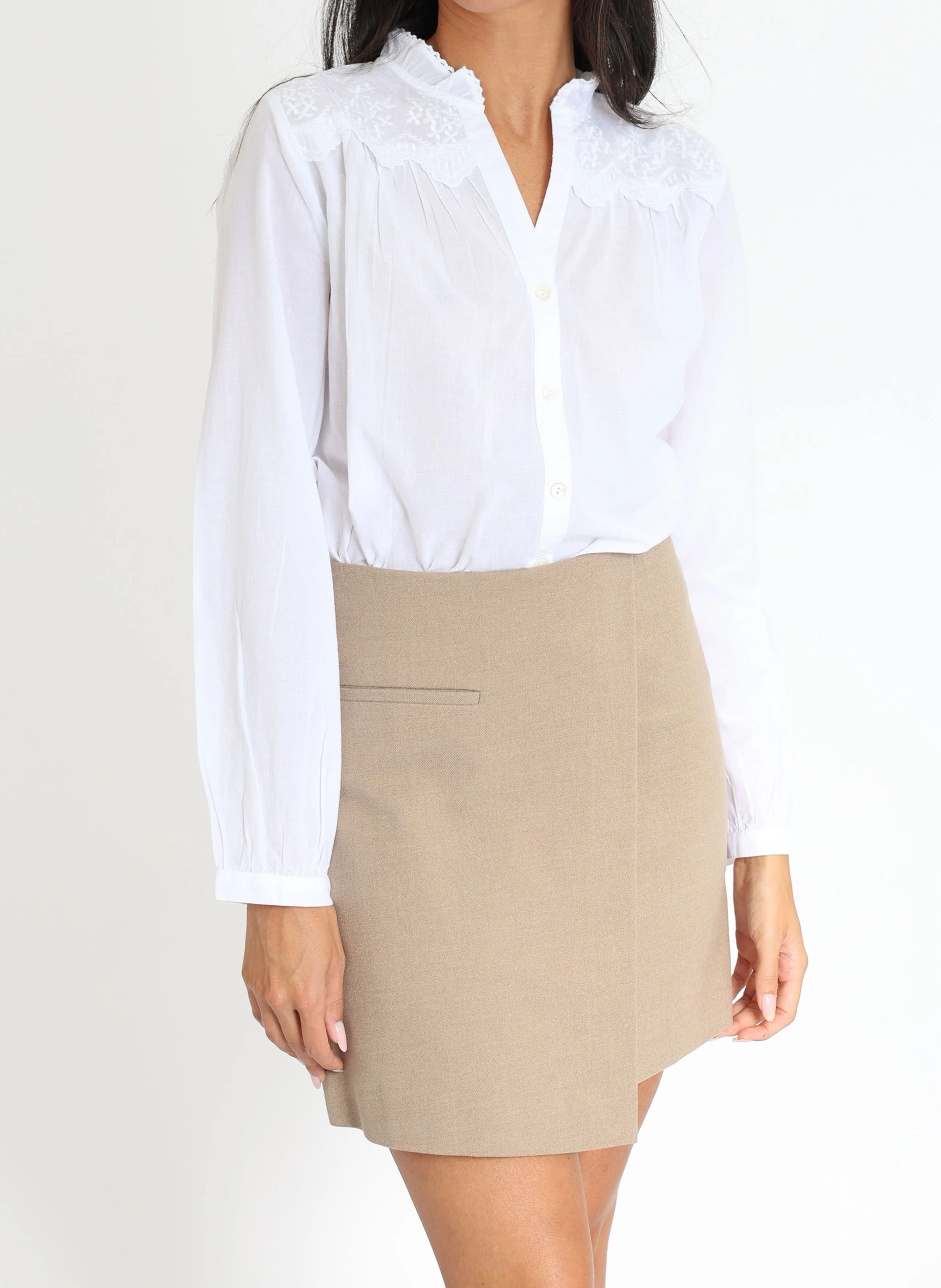 CLEO - Chemise ample brodée en coton | Blanc