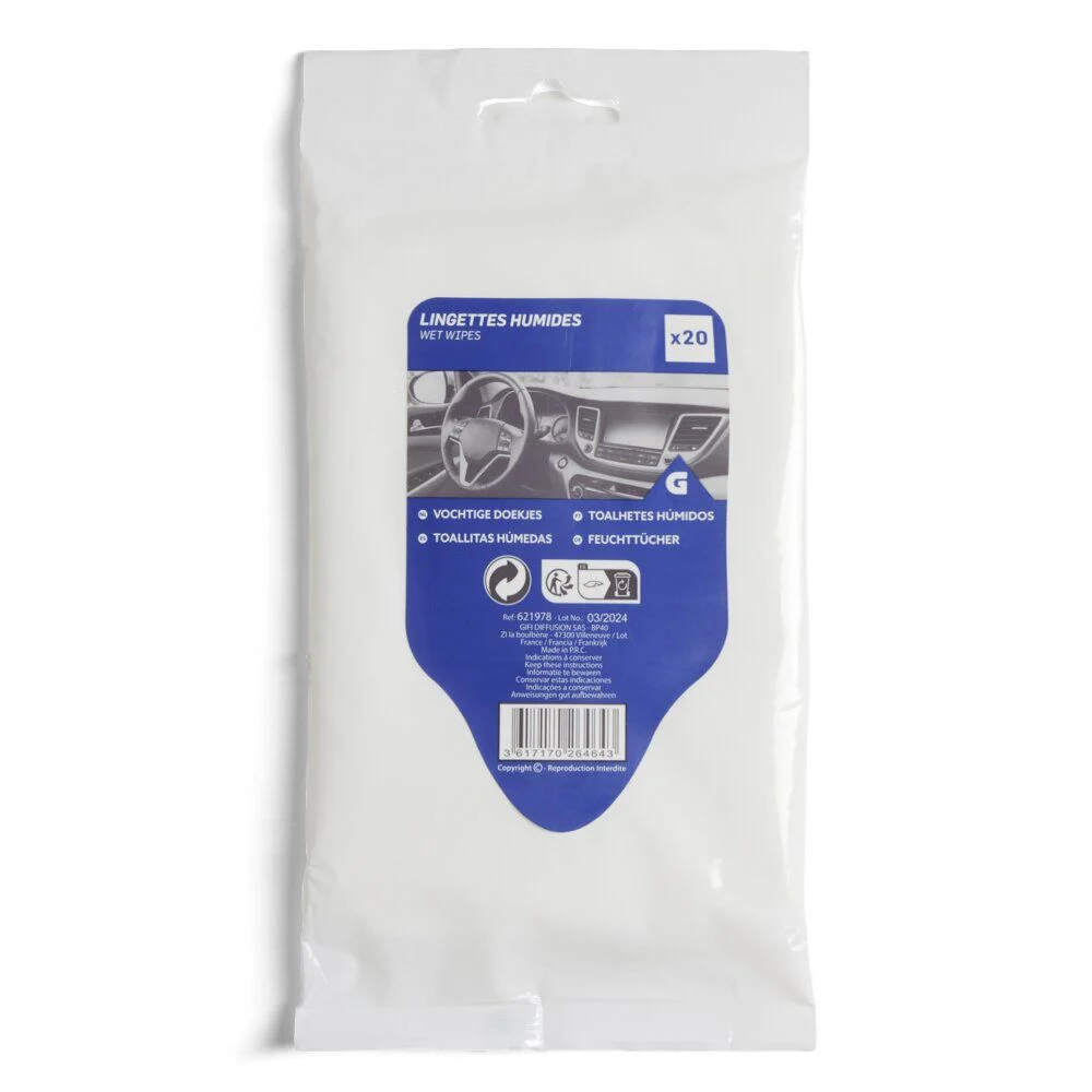 Lot de 20 lingettes humides pour voiture