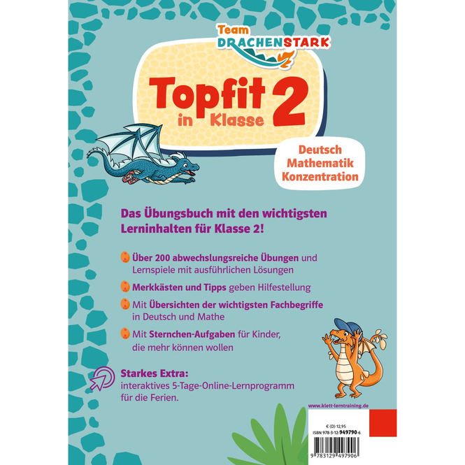 Topfit in Klasse 2 - Team Drachenstark - Deutsch, Mathematik, Konzentration