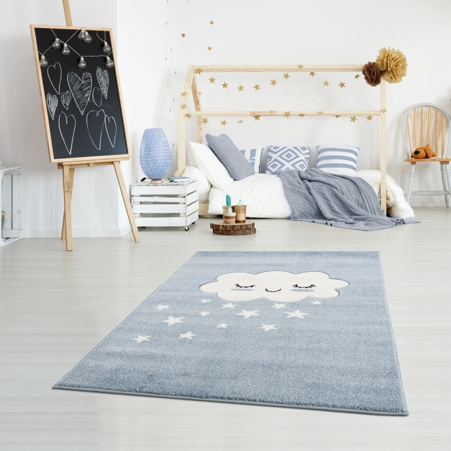 LIVONE Kinderteppich Kids love Rugs WOLKE blauweiss