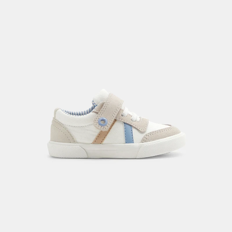 Tennis bi-matières lacets élastique beige bébé garçon Beige