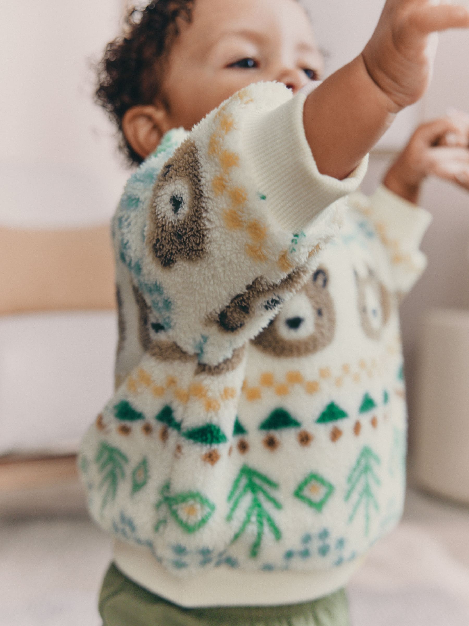 Groene beer Fairisle - Set van fleece top en joggingbroek voor baby's (0mnd -2jr)