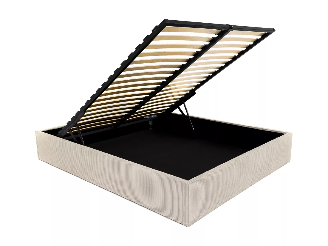 Sommier coffre 160 x 200 cm en velours côtelé - Crème - PONTOS II de YSMÉE
