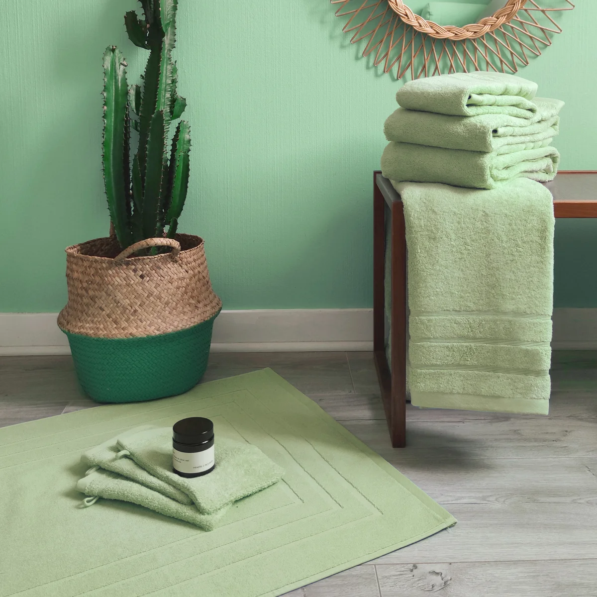 Drap de douche DODO MINERAL - Coloris VERT ANIS