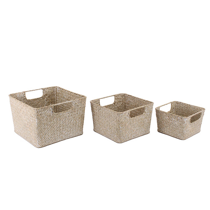 Lot de 3 paniers carrés Ornami avec poignées