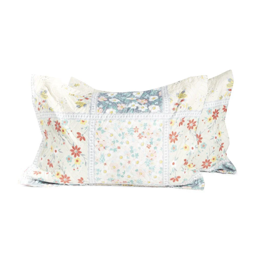 Lot de 2 taies d'oreillers boutis 50x70cm ou 65x65cm