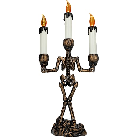 Halloween skeletkandelaber med LED - bronze