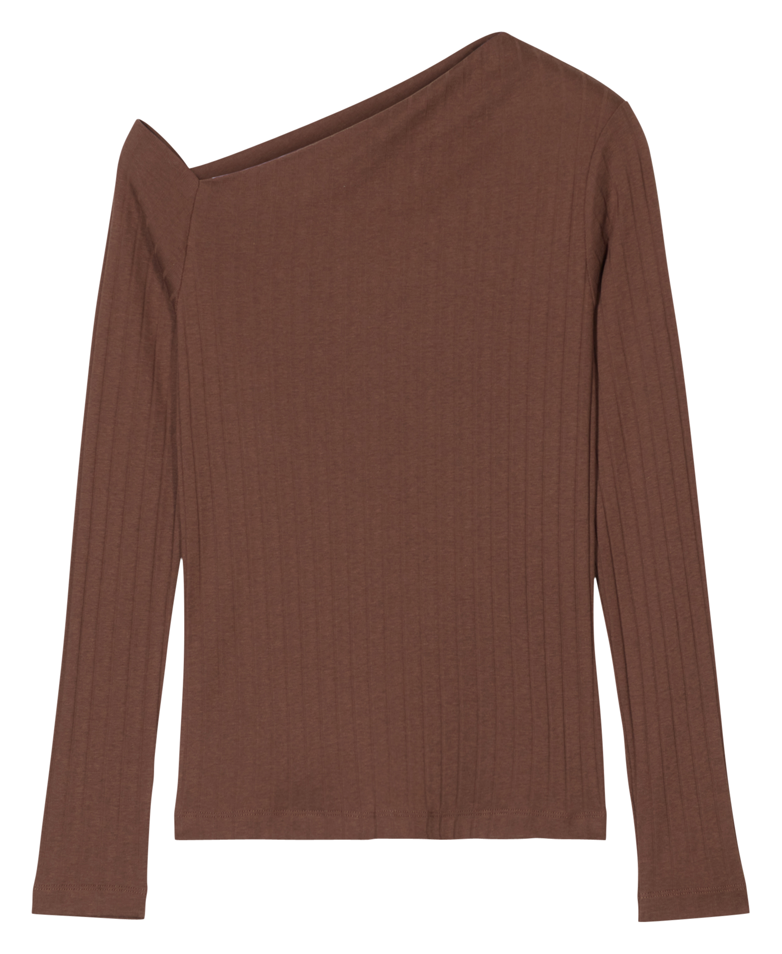 Top droit asymétrique en coton mélangé | Marron