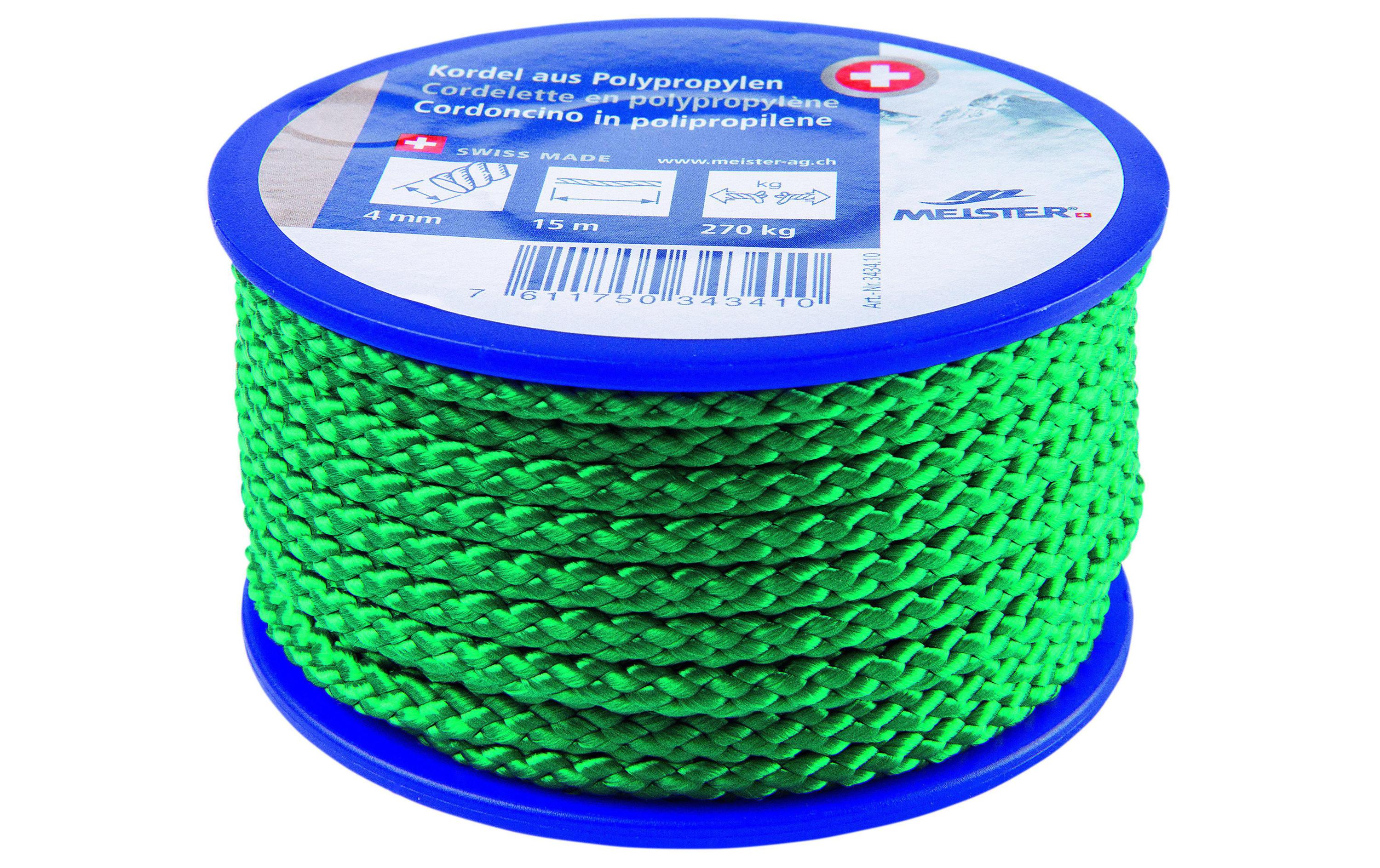 Kordel Ø 4 mm, 15 m, 270 kg, GrünPolypropylensseil UNIVERSAL geflochten