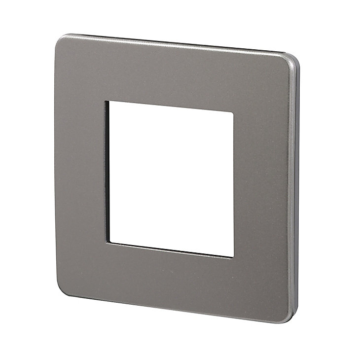 Plaque de finition simple Schneider Electric Unica Déco aluminium liseré noir
