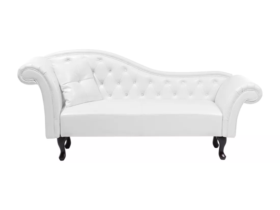 Chaise longue Chesterfield en cuir PU blanc LATTES
