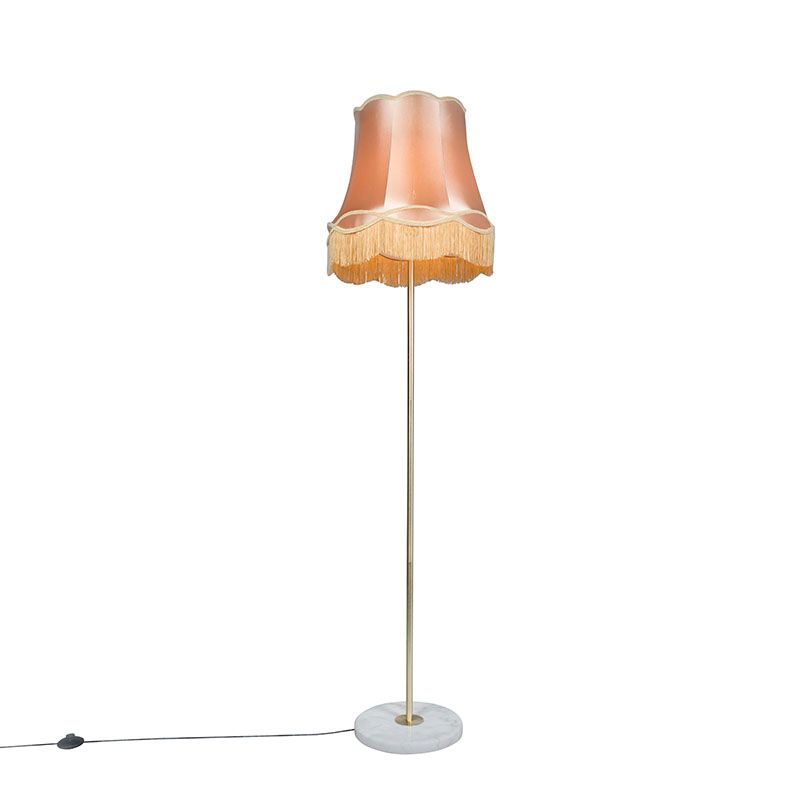 Retro vloerlamp messing met Granny kap goud 45 cm - Kaso
