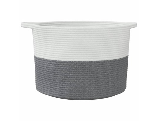 VIDAXL - Panier à linge gris et blanc ø55x36 cm coton
