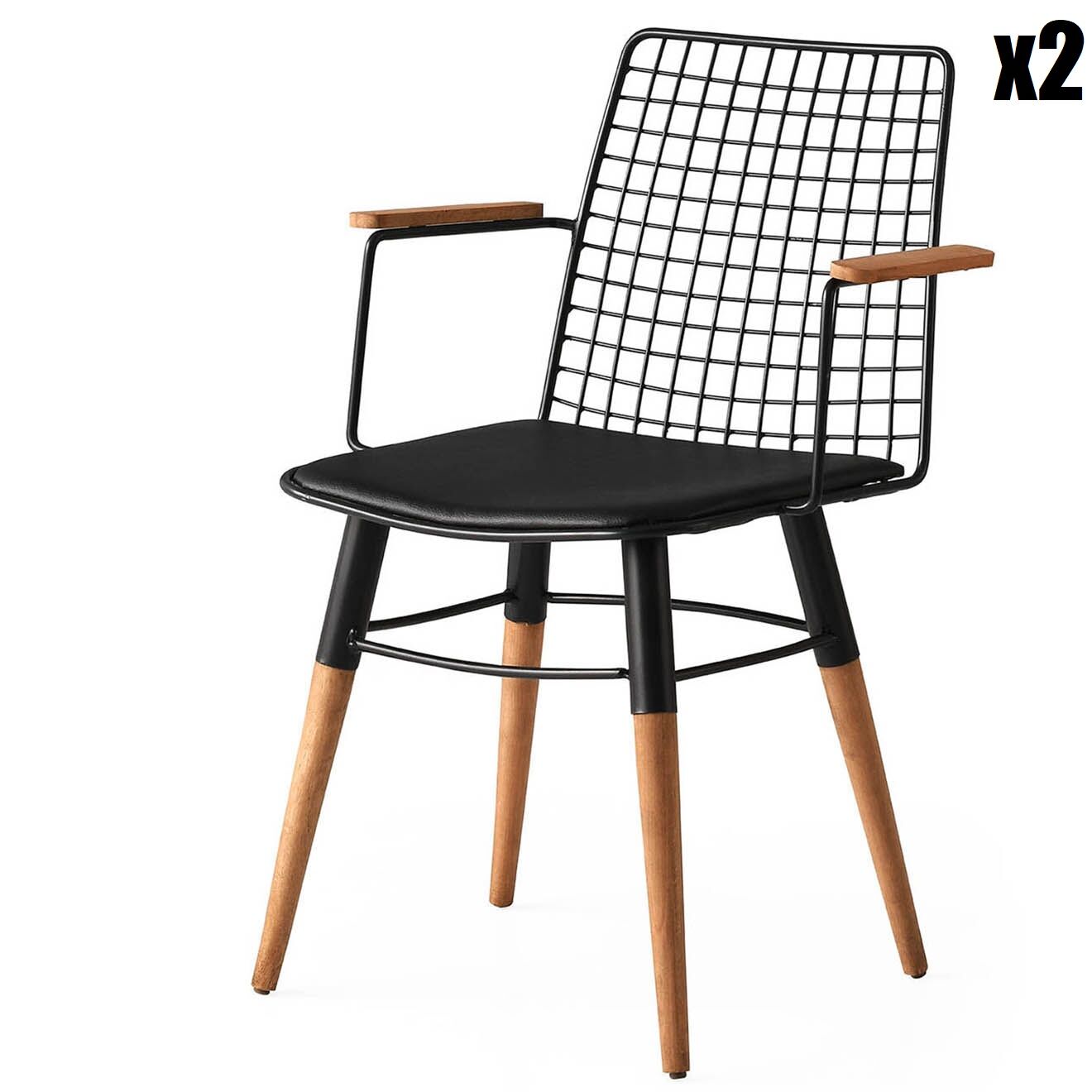 Wooden Art 2 chaises trend 961 noir/noyer - 43x82x39 cm