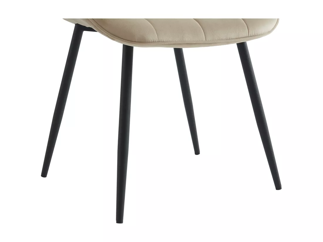 Lot de 6 chaises matelassées - Velours et métal noir - Beige - OLLUA