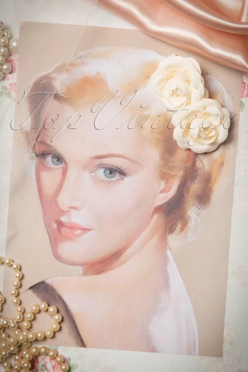 ZaZoo Pin-up paar crèmekleurige haarclips