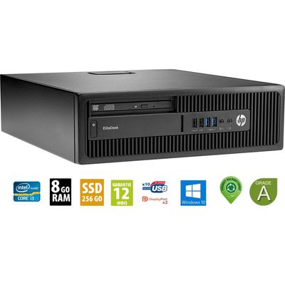 HP EliteDesk 800 G1 - unité centrale - reconditionné grade A - SFF i3-4130 - 8Go RAM - 256 SSD