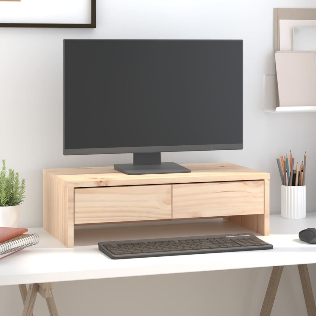 vidaXL Monitorstandaard, 50x27x15 cm, massief grenenhout