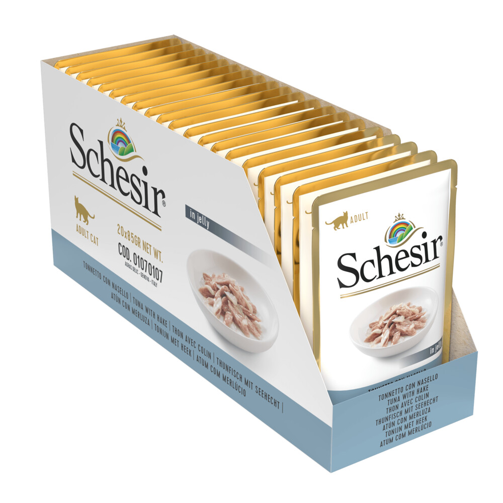 20x Schesir Kattenvoer Tonijn - Heek in Gelei85 gr