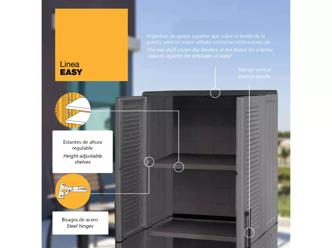 EASY Armoire avec étagère réglable gris foncé, 163x68x37 cms.