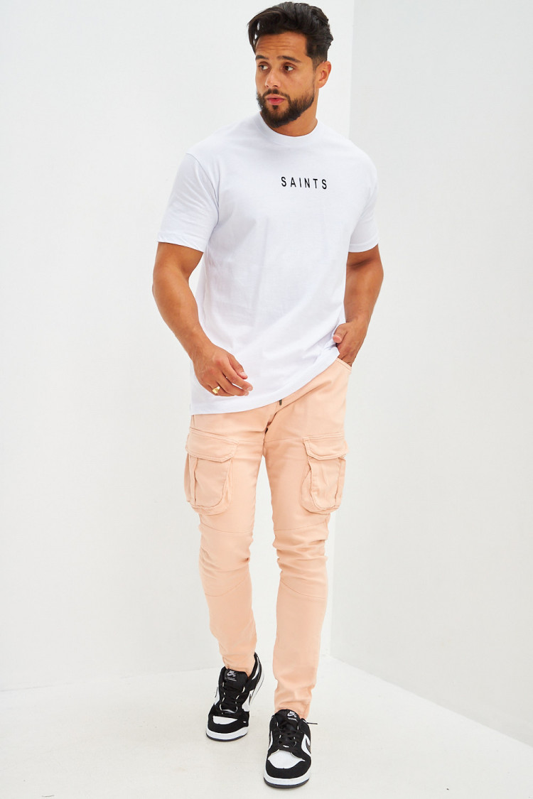 Pantalon cargo style jogger pants doux rose pastel
