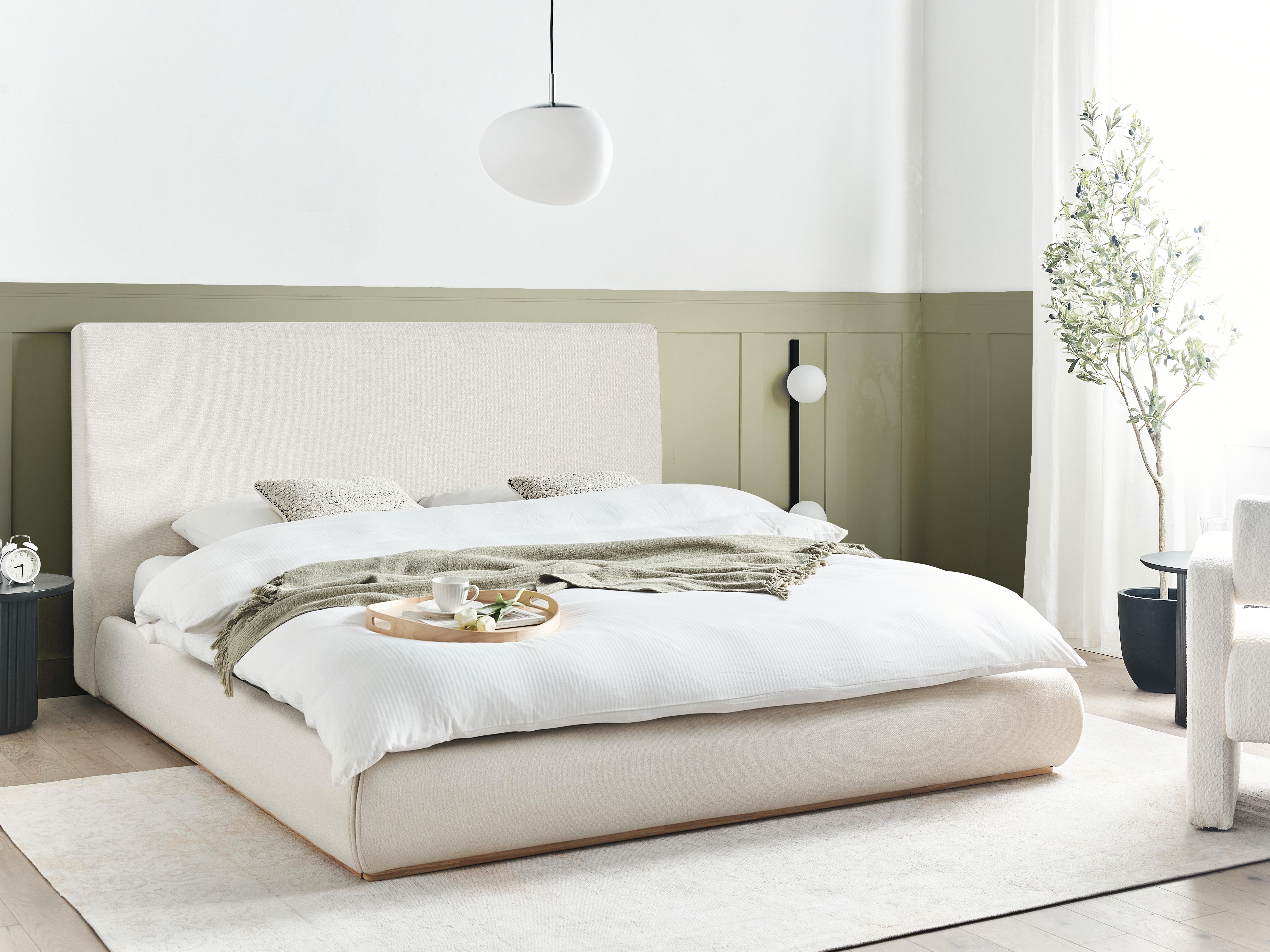 Bed met opbergruimte Stof CAMPAGNE 180 x 200 cm Lichtbeige