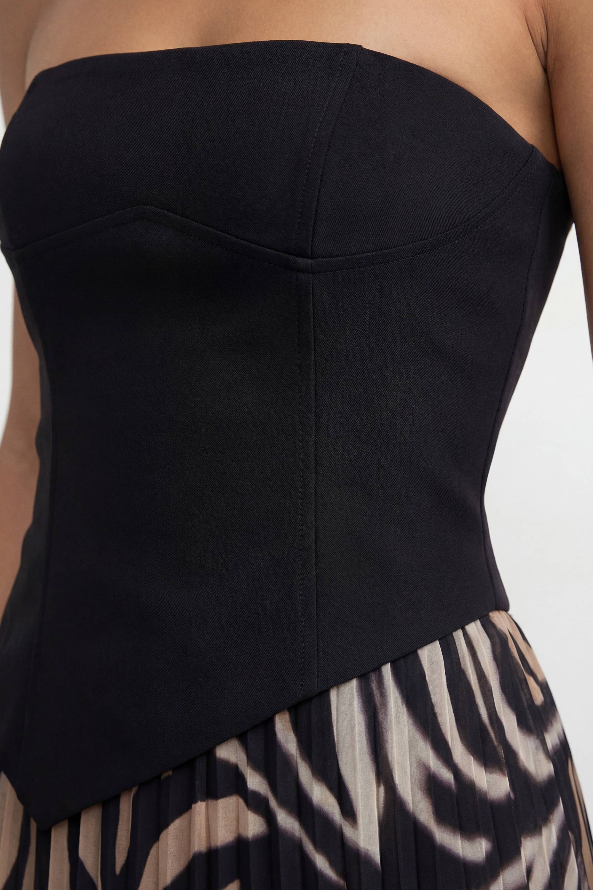 Warehouse Robe Midi En Mousseline Plissée À Bustier Bandeau