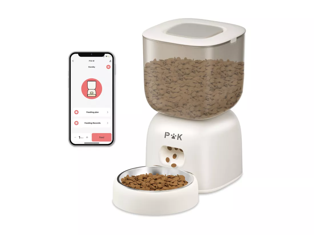PUPPYKITTY 3L Distributeur Croquettes Chat Automatique WiFi, WiFi Distributeur Croquettes pour Chiens Et Chats, 1-10 Repas par Jour, Beige