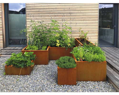 Palatino Lotte plantenbak, Cortenstaal, 120 x 40 x 50 cm, roest
