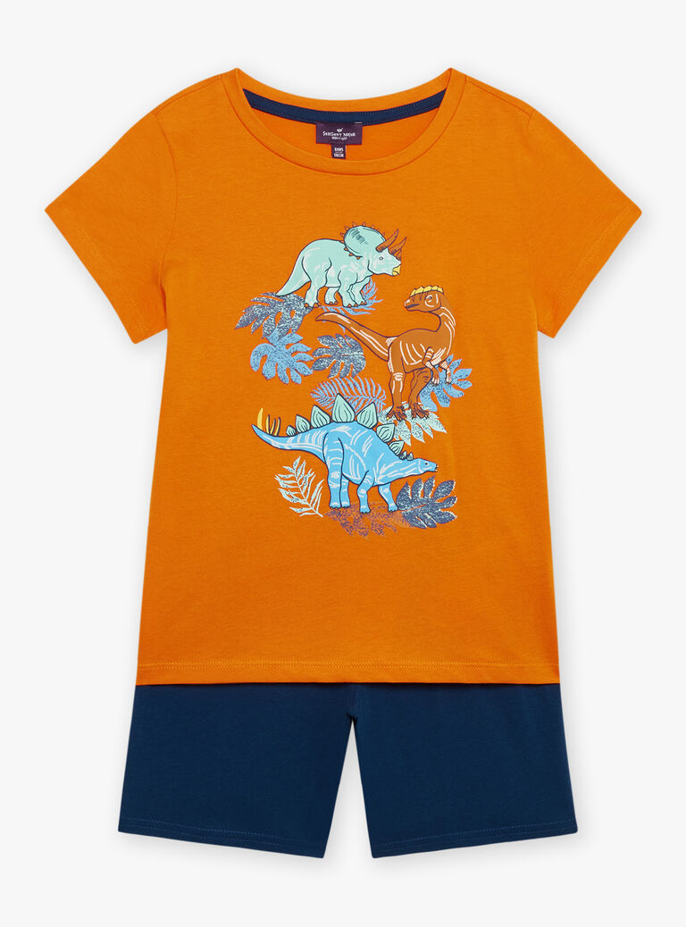 T-shirt et short orange et bleu marine en jersey