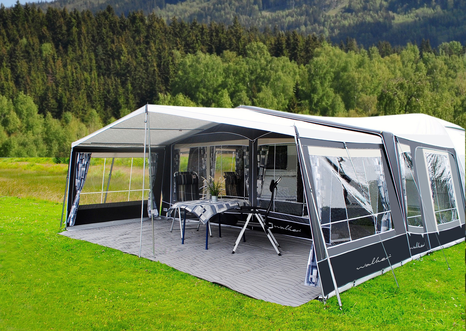 Walker Atrium 300 Vorzelt Anthrazit Stahl 1140 Umlaufmaß 1126-1155 cm