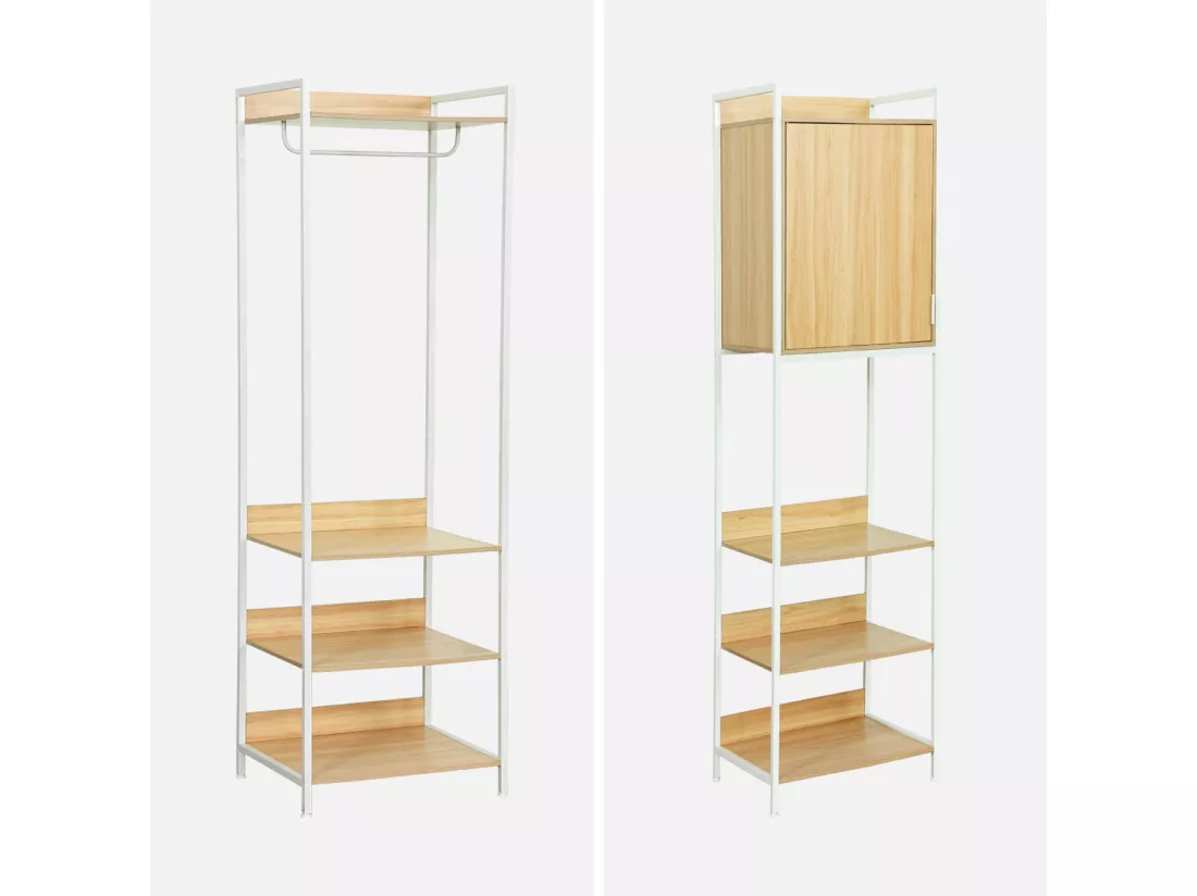 Kit dressing modulable blanc avec 4 éléments. L 280 x P 48 x H 190 cm