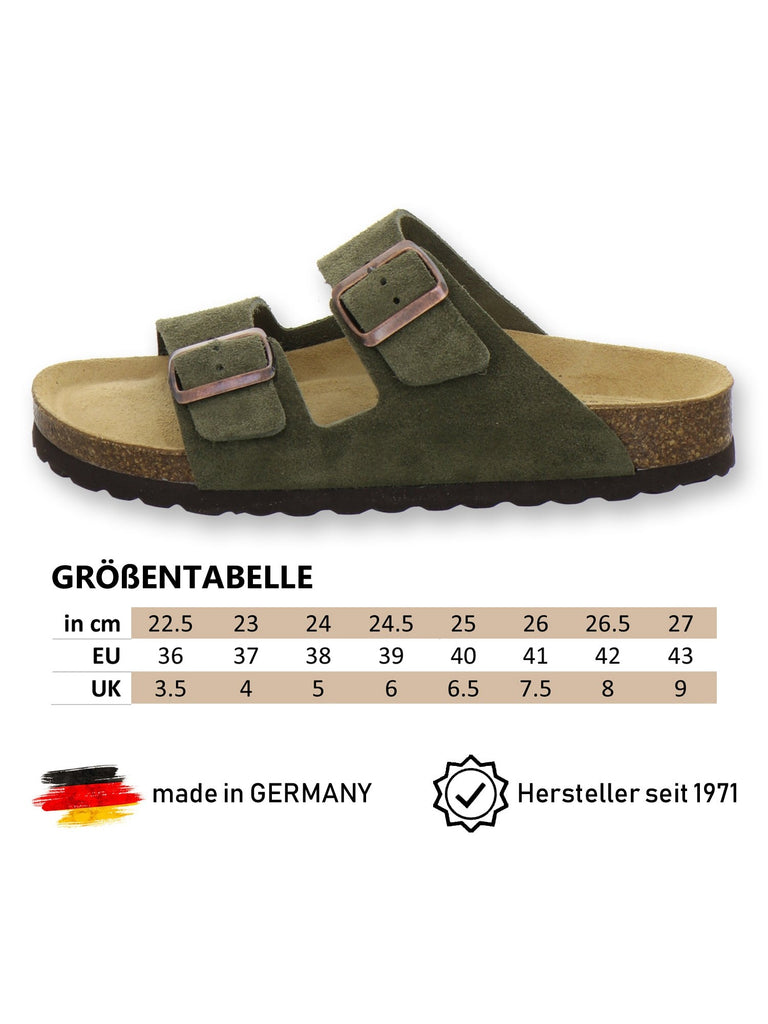 Pantoletten Damen Zweischnaller moos Velour