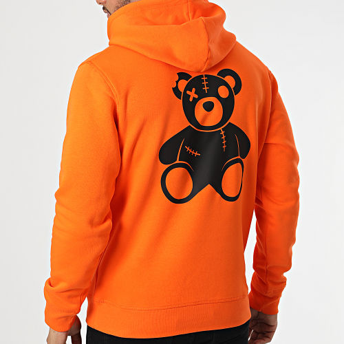 Sweat Capuche Nounours Orange Noir
