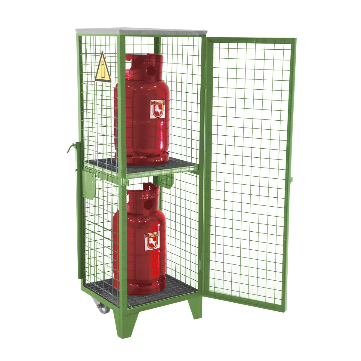 Bauer gasflessendepot GFD-R 2, resedagroen, 2 deuren, gaas voor 2 x 11 kg gasflessen