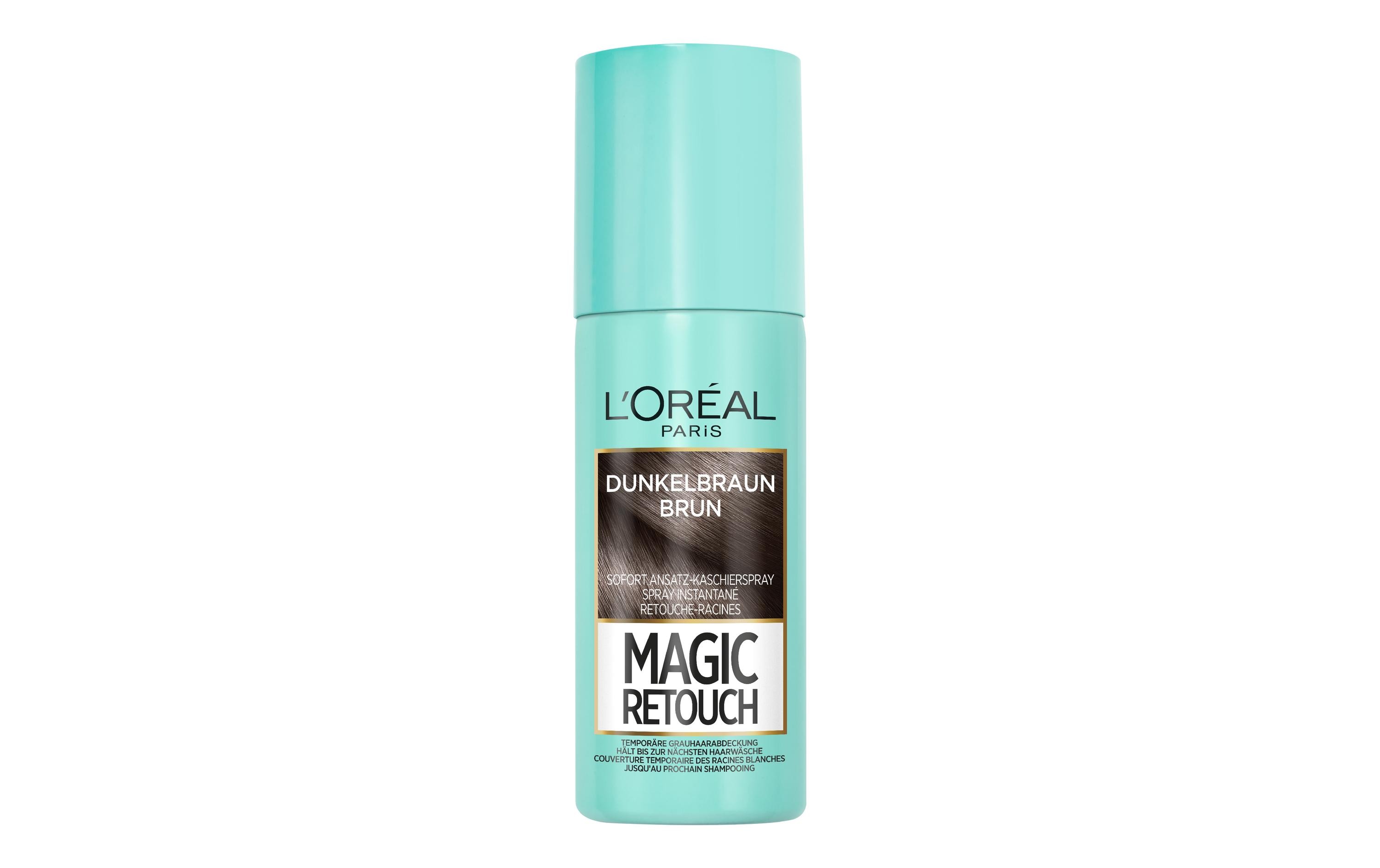 Haaransatz-Spray Magic Retouch DunkelbraunKaschiert den grauen Haaransatz in nur 3 Sekunden