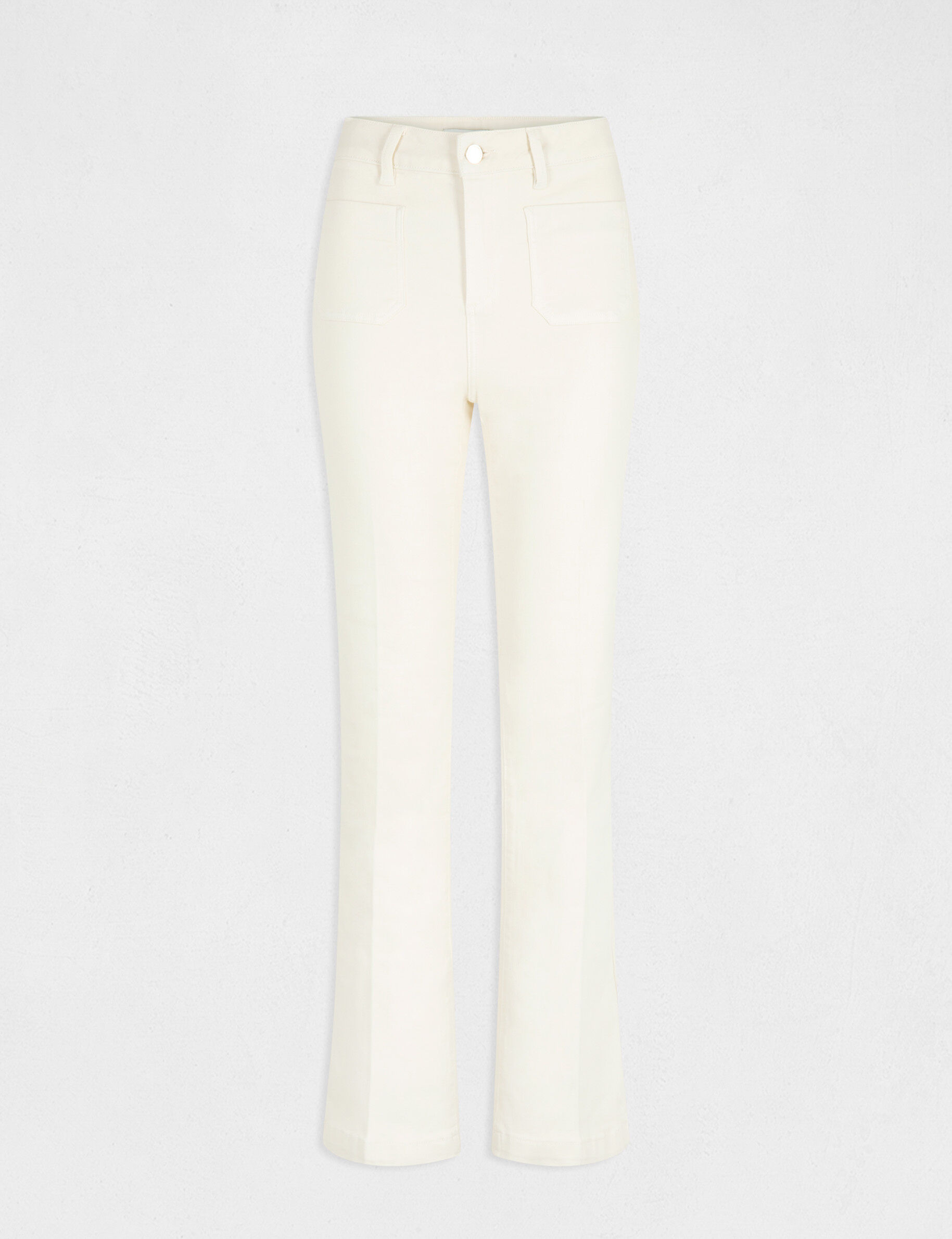 Pantalon droit avec pinces ivoire femme - ivoire