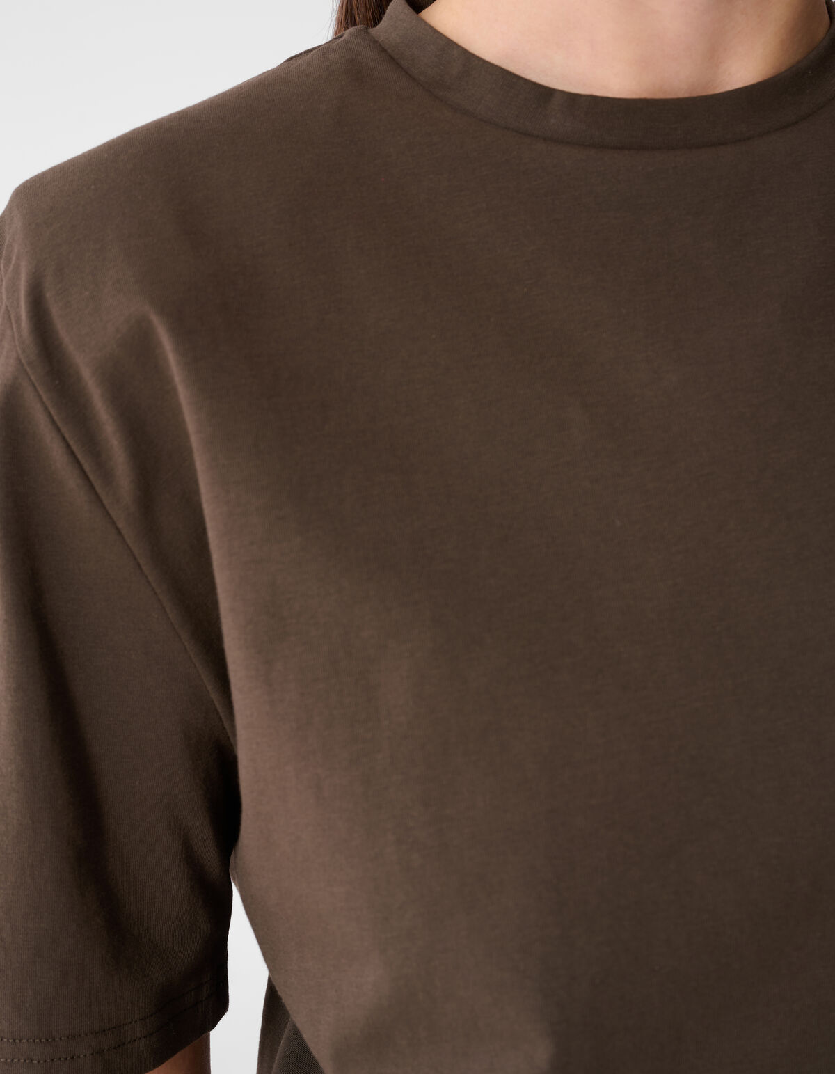 Shoulderpadded T-shirt Donkerbruin