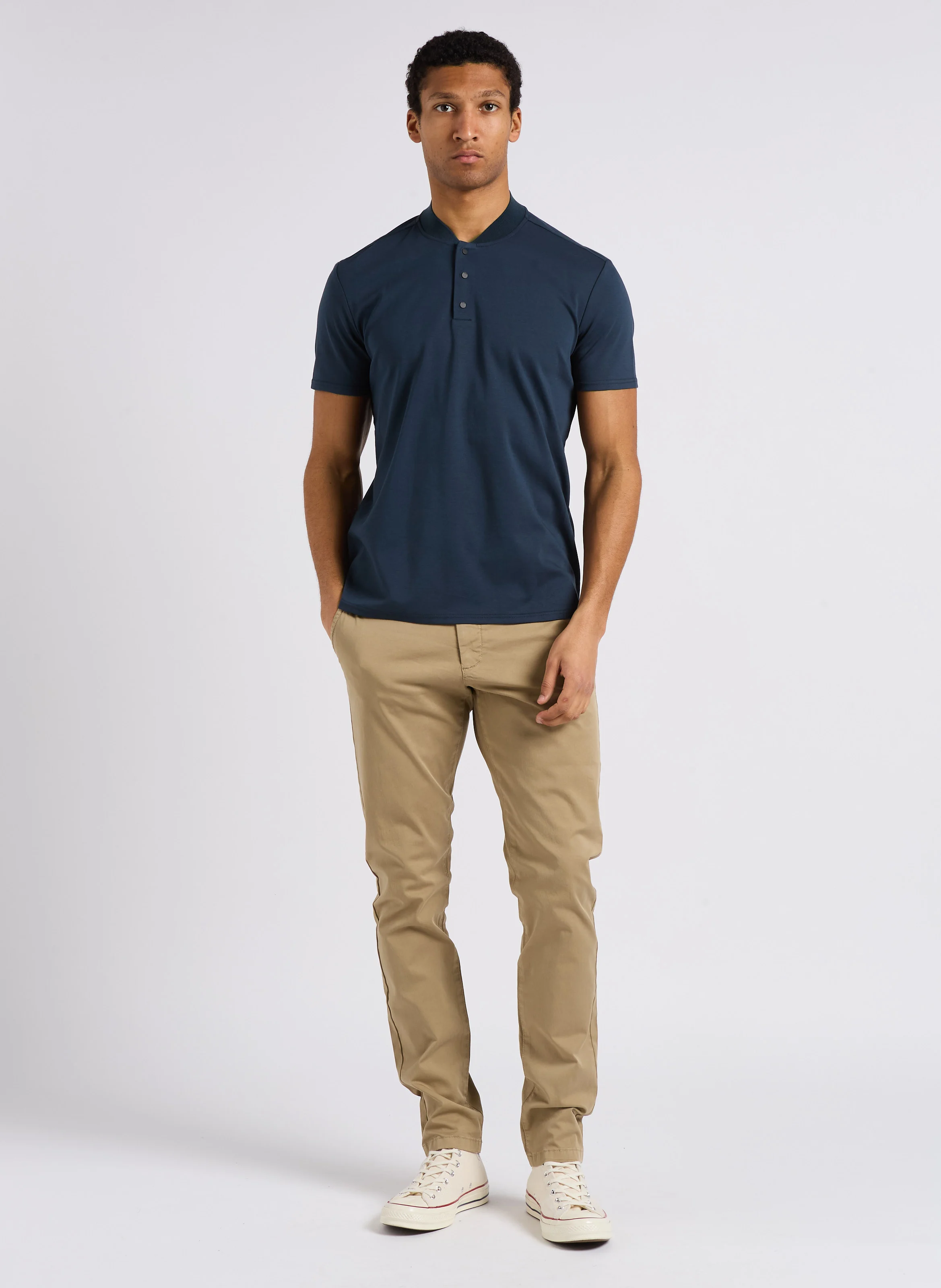 Pantalon chino en coton stretch | Beige