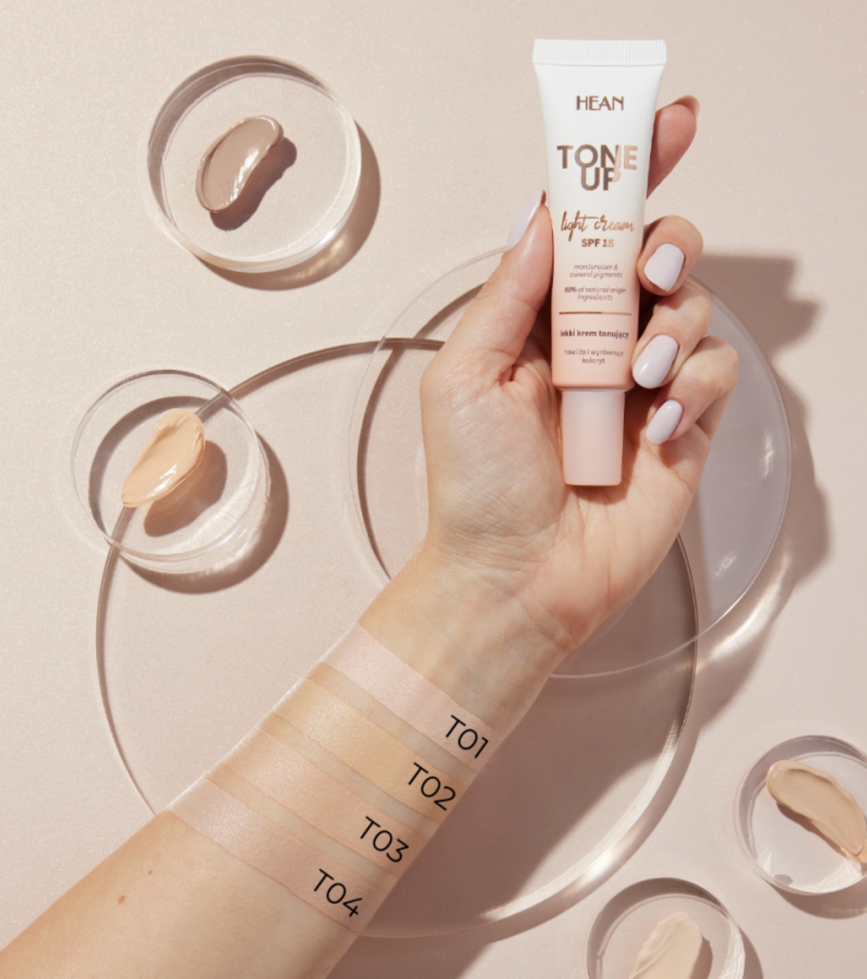 Hean - Creme facial tonificante colorido Tone Up SPF15 - T02: Natural