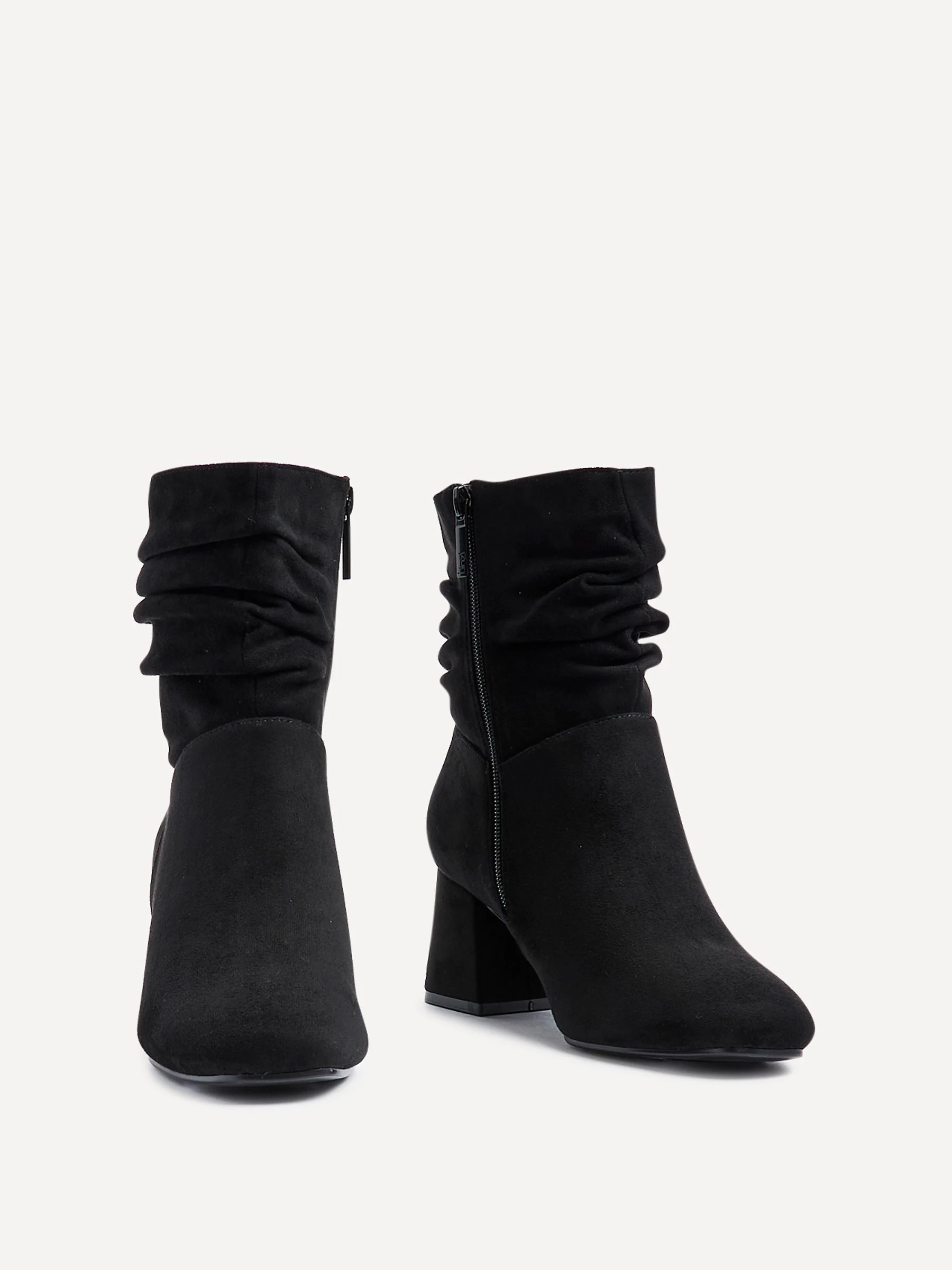 Zwart - Linzi Wide Fit Zayda Ruched Heeled Ankle Boots