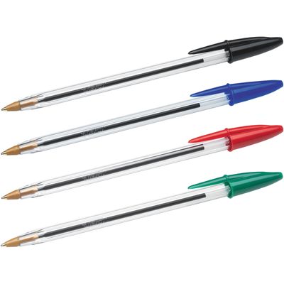 BIC Cristal Original - 15 Stylos à bille - noir, rouge, bleu, vert