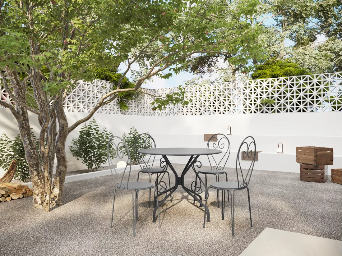 Table de jardin D.120 cm en métal façon fer forgé - Anthracite - GUERMANTES de MYLIA