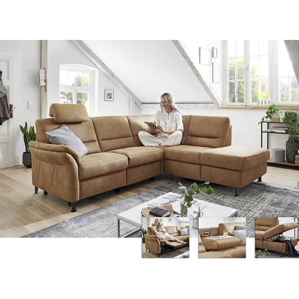 Ecksofa Andermatt Hellbraun