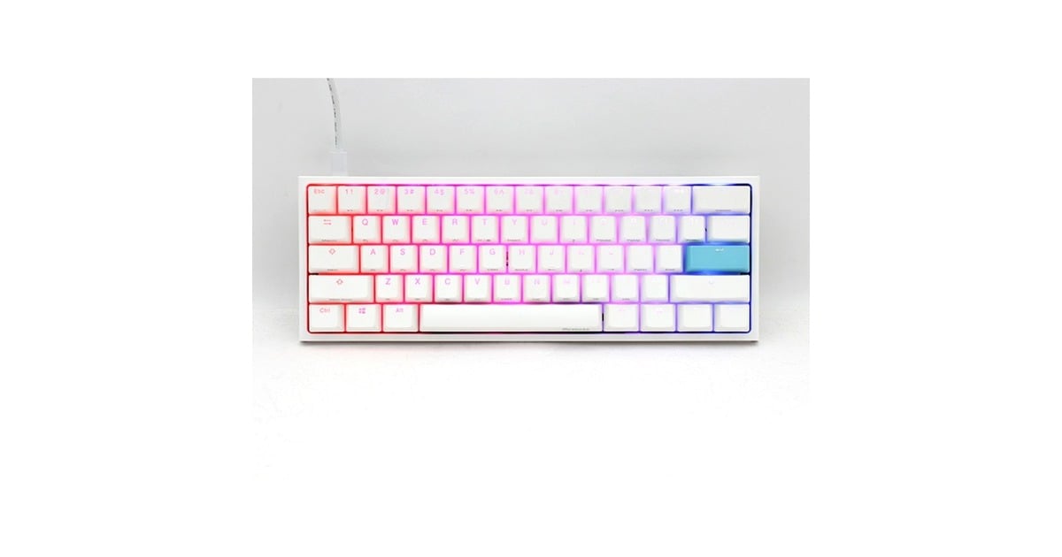 DuckyOne 2 Pro Mini White Classic, gaming toetsenbord  (Wit, US lay-out, Cherry MX Silent Red, RGB led, Double-shot PBT, QUACK Mechanics, 60%)