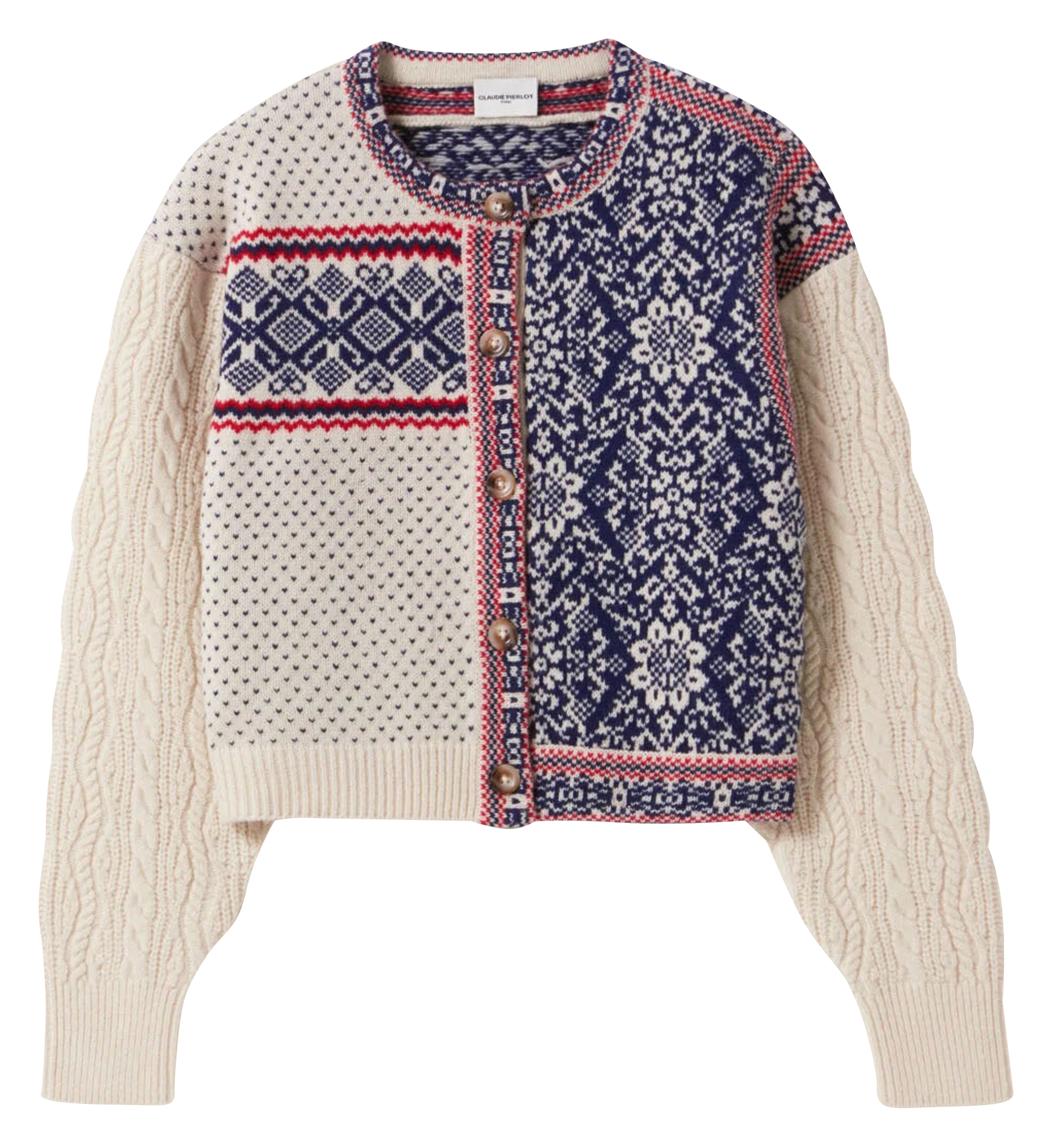 Cardigan maille torsadée en laine | Multicolore