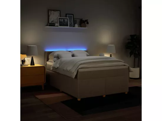 Sommier à lattes de lit avec matelas Crème 160x200 cm Tissu
