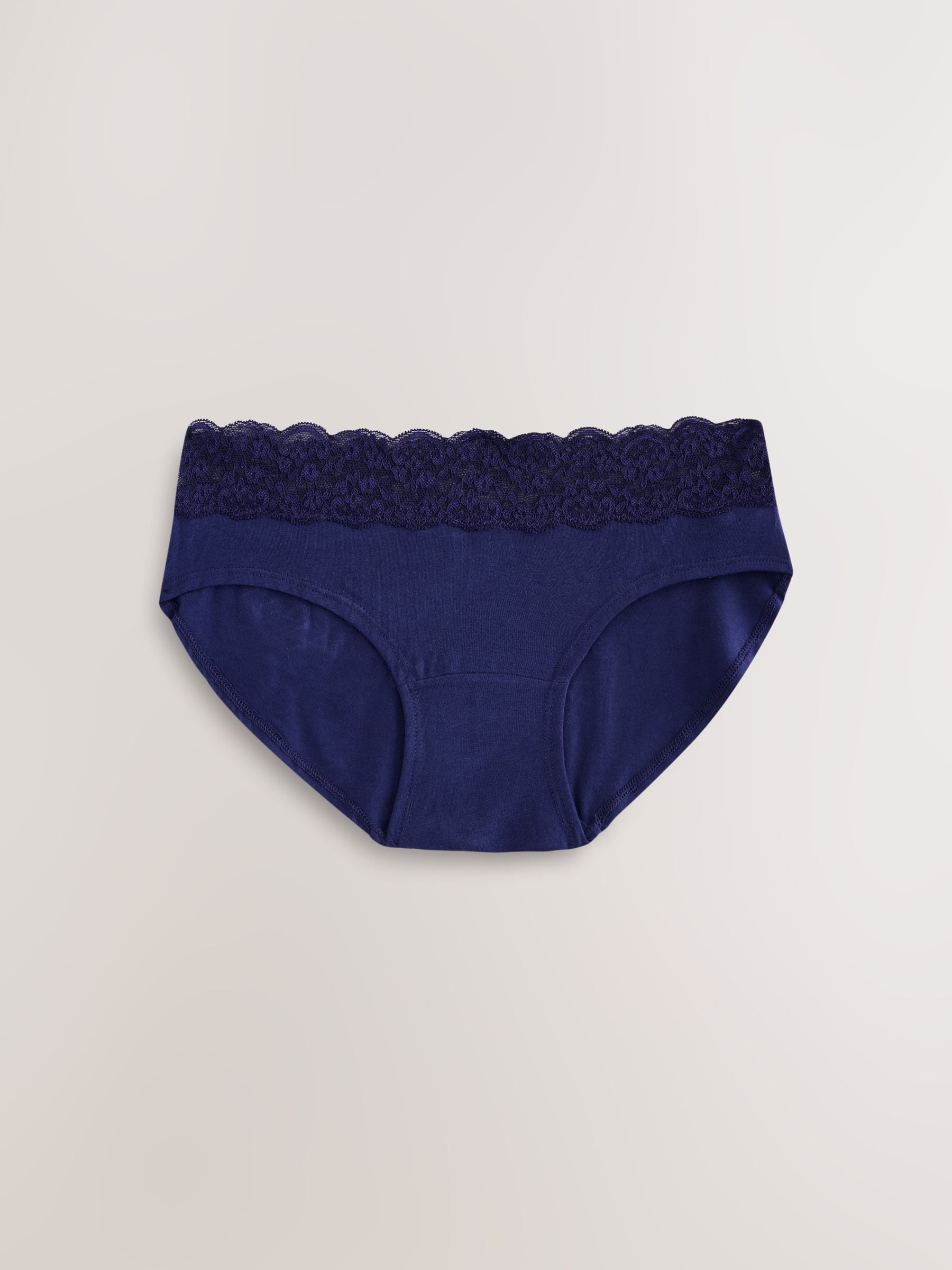 Marineblauw met paisleymotief - Katoenen kanten slipjes 4 stuks