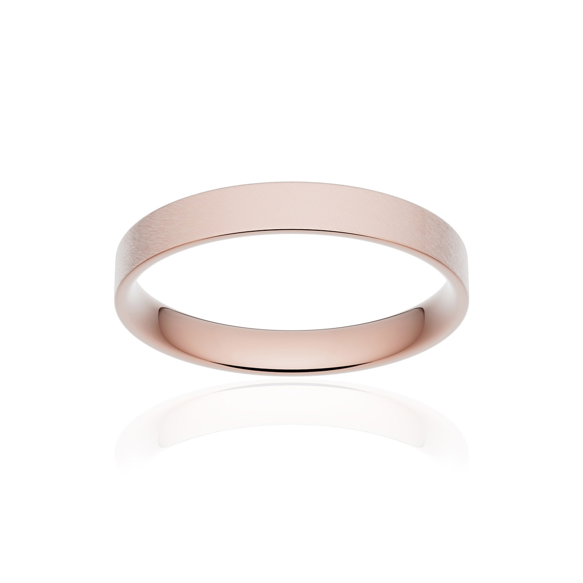 Alliance or 750 rose givré ruban plat confort 3mm